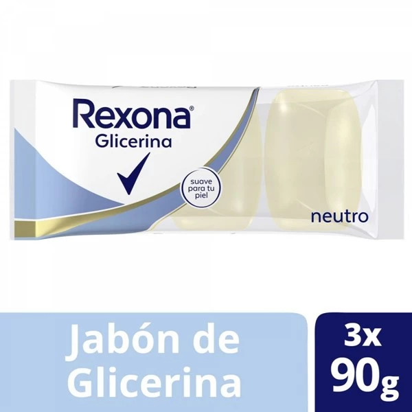 Rexona Jabon Pastilla Glicerina Neutro 90 gr (3 Unidades)