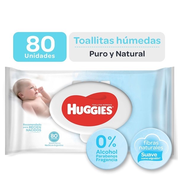 Huggies Toallitas Humedas  Puro Y Natural x 80u #1