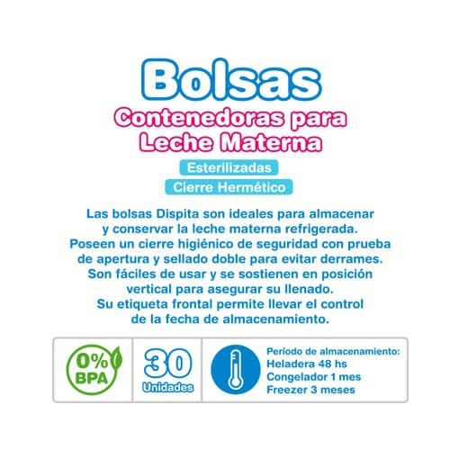 Dispita Bolsas Contenedoras Para Leche Materna (30 Unidades) alt