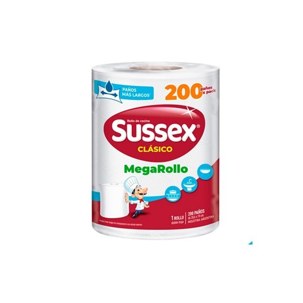 Rollo De Cocina Sussex Mega Rollo 1u 200 Paños #1
