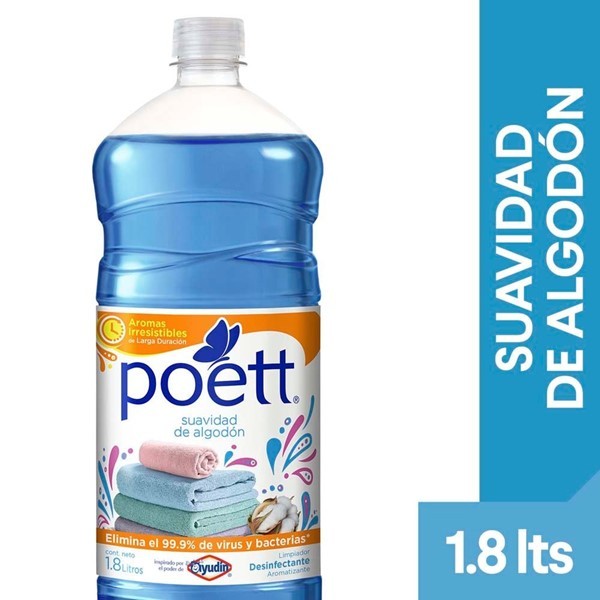 Limpiador Desinfectante De Pisos Poett Suavidad De Algodón 1.8 L