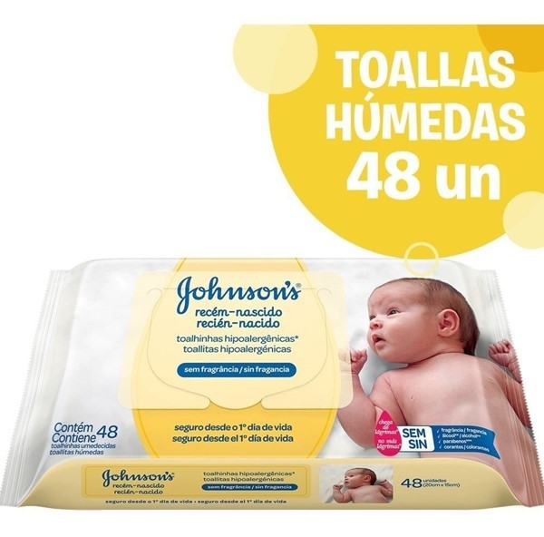 Toallas Húmedas Johnson's Baby Recién Nacido Sin Perfume X 48 Un