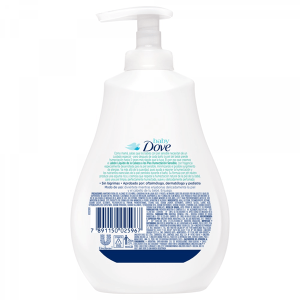 Dove Baby Jabon Liquido Humectación Sensible 200 ml alt