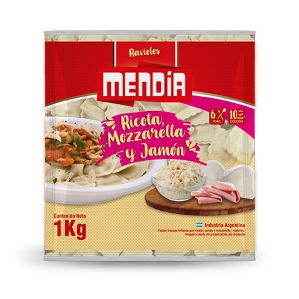 Ravioles Mendia Ricota Muzzarella Y Jamón 1 Kg. #1