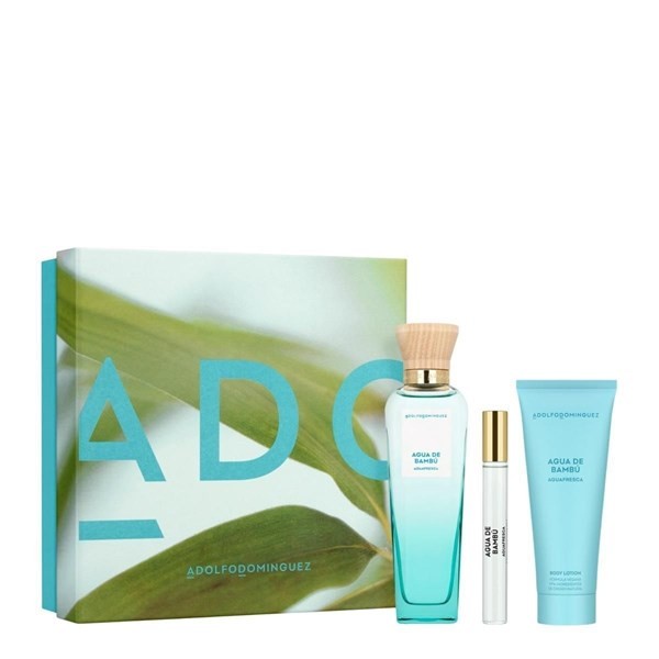 Adolfo Dominguez Agua de Bambu Woman Edt 120 ml + Body Lotion 75 ml + Travel Size 10 ml Set Tamaño 3 Unid