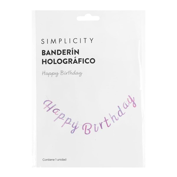Banderín Simplicity Happy Birthday Holográfico alt