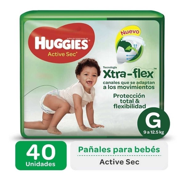 Huggies Pañales Active Sec Talle g (40 Unidades)