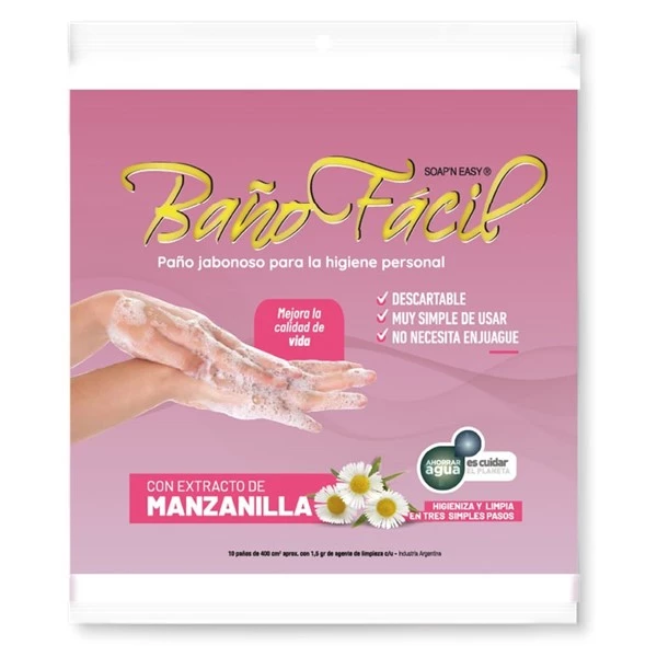 Paño Jabonoso Baño Fácil Manzanilla x 10 un