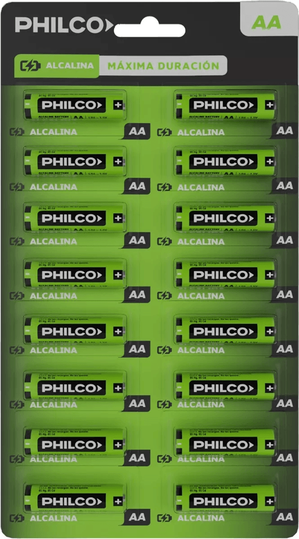 Pilas Aa Philco Alcalinas 1.2V 16 Unidades