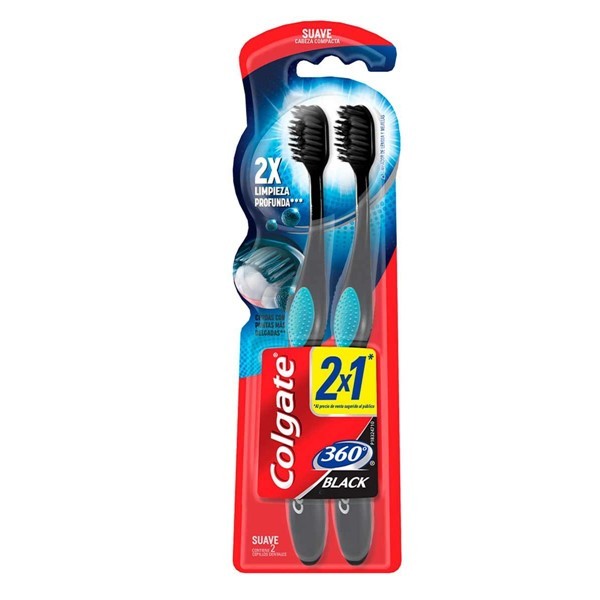 Colgate  360º Cepillo Dental Black Suave 2 Unidades #1