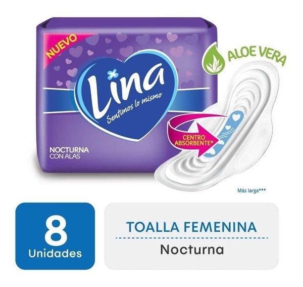 Lina Toalla Nocturna Con Alas (8 Unidades)