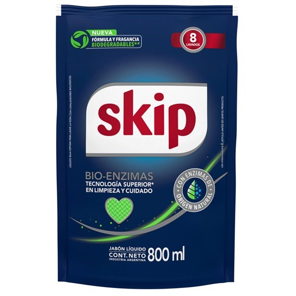 Jabón Líquido Para Ropa Skip Bio Enzimas 800 Cc. alt