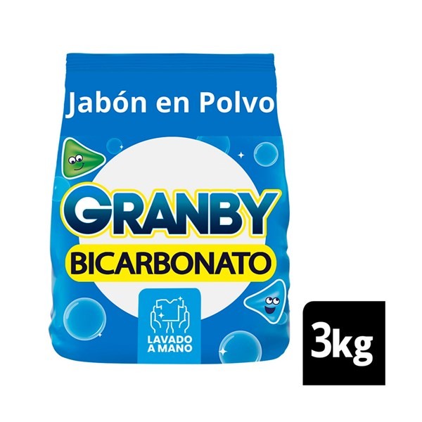 Jabón En Polvo Para Ropa Granby Lavado A Mano De Limón 3 Kg. #1