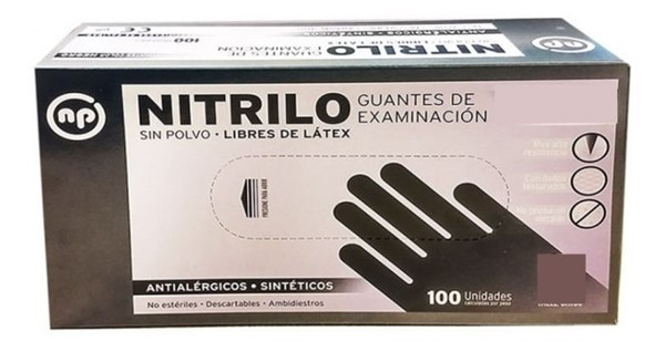 Np Guantes Azul de Nitrilo Sin Polvo Caja x 100 Unidades Negro