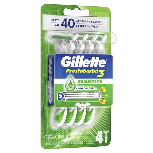 Máquinas Para Afeitar Gillette Prestobarba3 Sensitive Desechables x 4 un alt