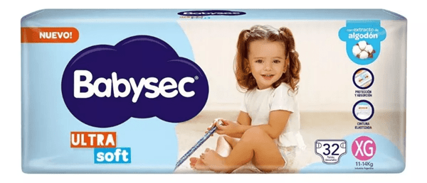 Babysec Ultra Soft Xg Pañales Descartables 32 Unidades Talle Xg alt