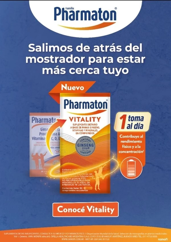 Pharmaton Vitality Suplemento Ginseng Vitamina Minerales 30 comprimidos Único alt