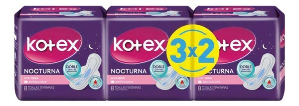 Kotex Toallas Nocturna Alas 3 x 2 ( LLevás 24 y Pagás 16) #1