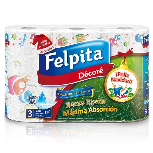 Rollo Cocina Felpita Doble Hoja Navidad 3x40 alt