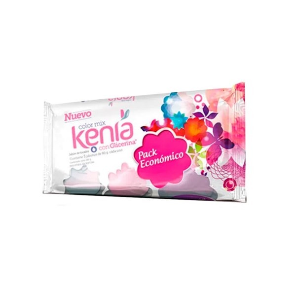 Jabón Tocador Kenia Color Mix Glicerina 3X80 Gramos #1