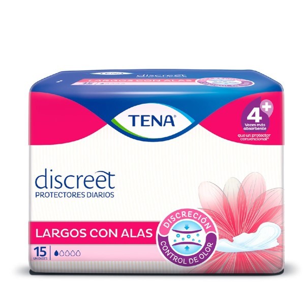 Tena Protector Diario Discreet Largos Con Alas (15 Unidades) alt