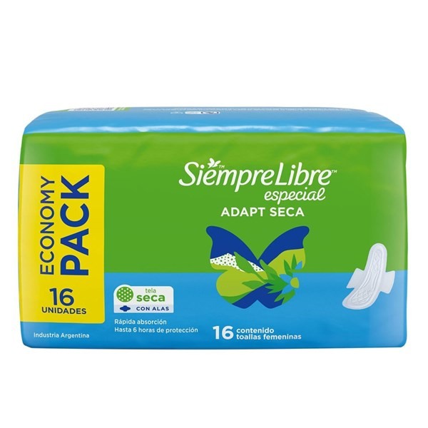 Toallitas Femeninas Siempre Libre Especial Seca Con Alas x 16 un alt