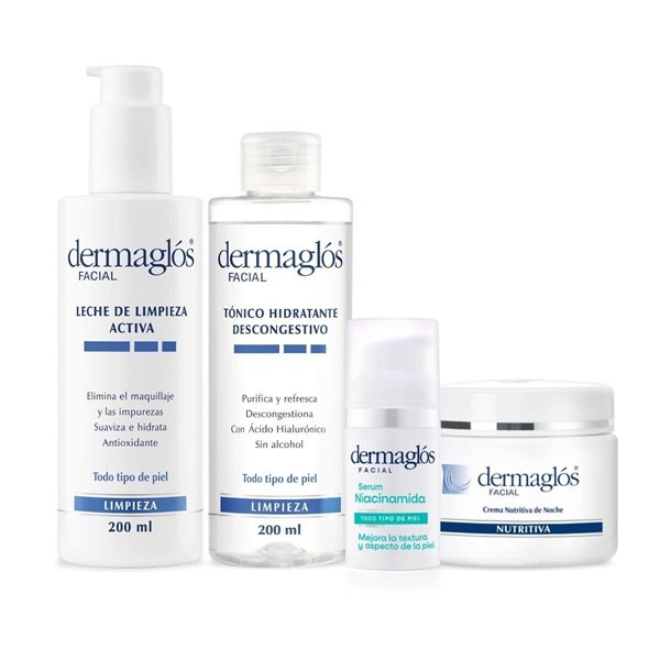 Kit Facial Dermaglós Rutina Piel Seca + Serum Niacinamida #1