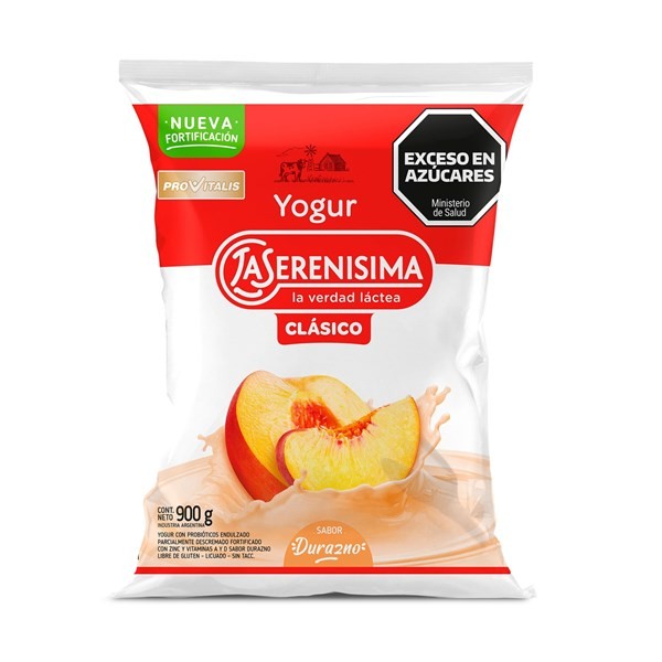 Yogur Bebible Entero La Serenísima Sabor Durazno En Sachet 900 G. alt