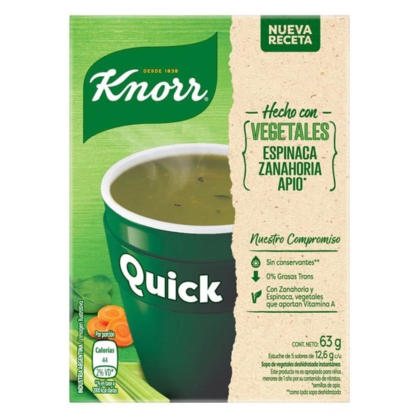 Sopa Knorr Quick Vegetales 5 U X Sobre alt