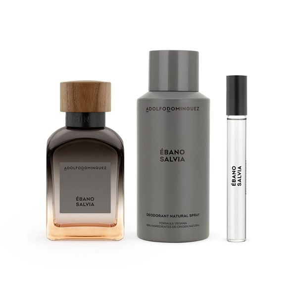 Adolfo Dominguez Set Ebano Salvia Edp 120 ml + Travel Size + Deo Tamaño 3 Unid alt