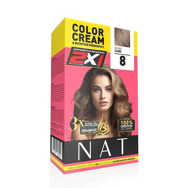 Nat Tintura en Kit Doble Aplicación Color 8 Rubio Claro #1