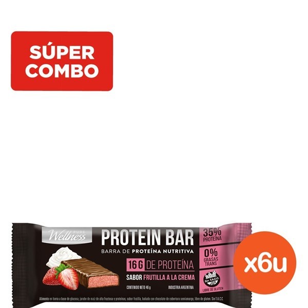 Combo Barra Protéica Pure Wellness Frutilla a La Crema x 46 g x 6 un #1