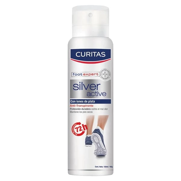 Desodorante Para Pies Curitas Silver Active Para Todo Tipo de Piel x 150 ml