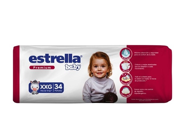 Estrella Pañales Baby Premium Xxg (34 Unidades) Talle Xxg #1