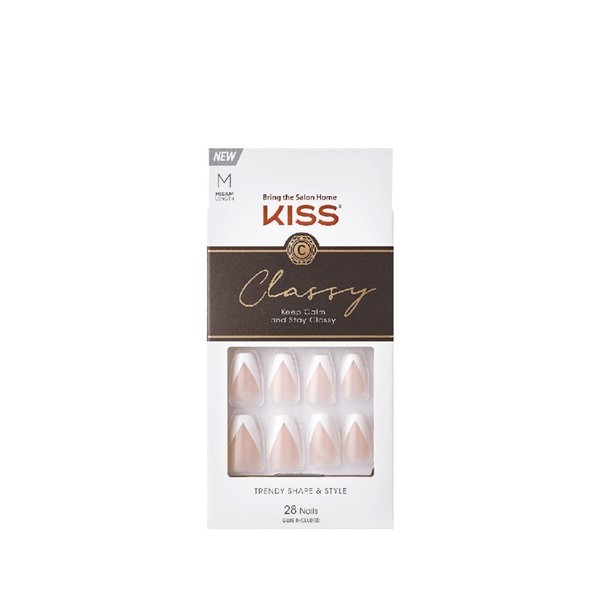 Uñas Postizas Glue On Kiss Classy Nails Glue Silk Dress x 28 un