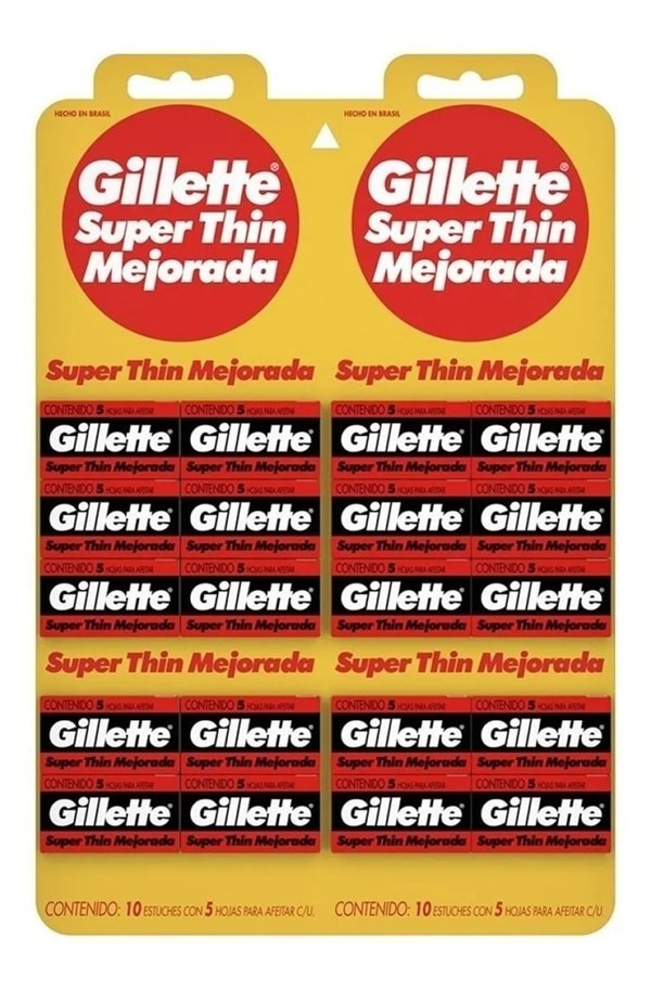 Gillette Super Thin Mejorada Roja 20 x 5 Hoja de Afeitar #1
