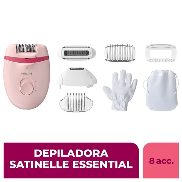 Philips Depiladora Electrica Satinelle Essential Opti Light Y Accesorios