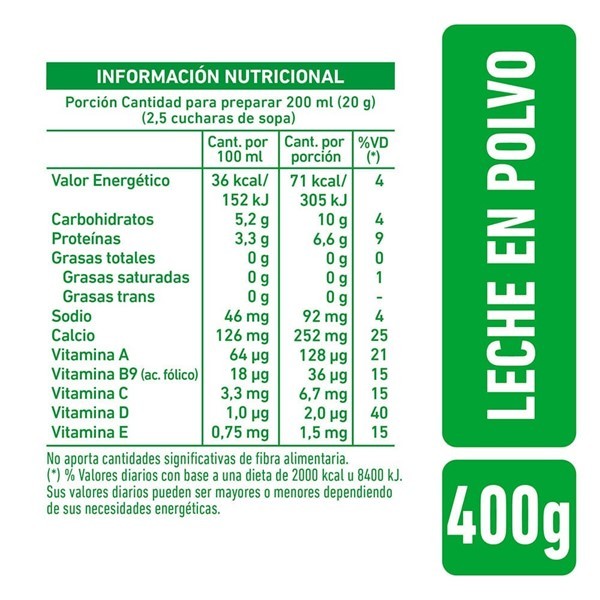 Leche En Polvo Descremada La Serenisima 400 Gr alt