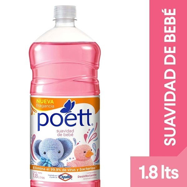Limpiador Desinfectante De Pisos Poett Suavidad De Bebé 1.8 L