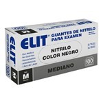 Guantes Examen Nitrilo S/Polvo Mediano Negro X100 - Elit #1