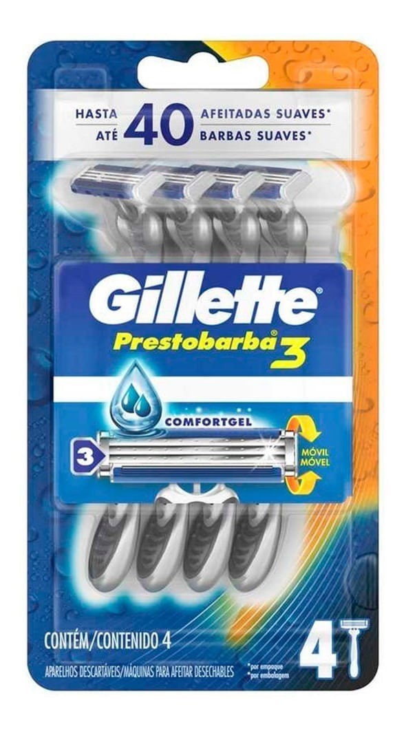 Máquinas de Afeitar Gillette Prestobarba3 Desechables x 4 un