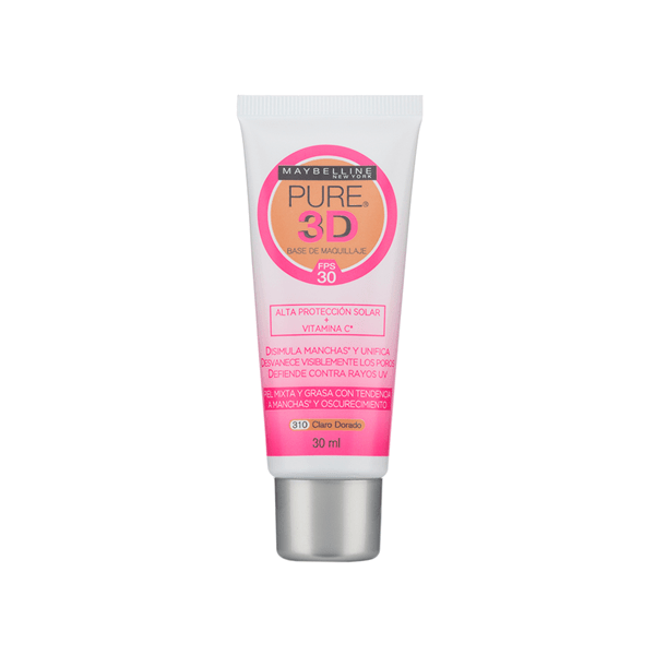 Maybelline Maquillaje Fluido Pure 3D 310 claro Dorado @ #Da8e54 #1