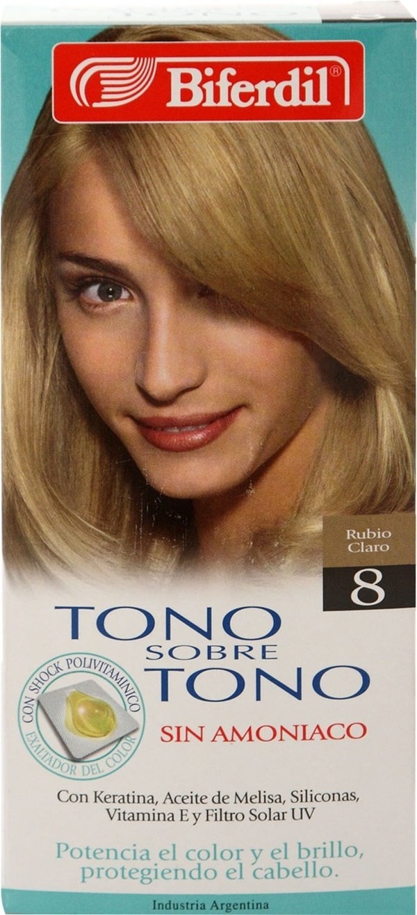 Coloración Permanente Biferdil Tono Sobre Tono 8 Rubio Claro #1