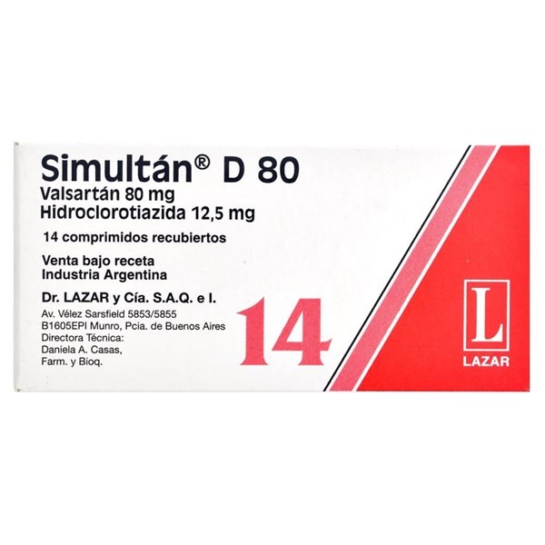 Simultan D 80 mg | 14 comprimidos | valsartán + hidroclorotiazida #1
