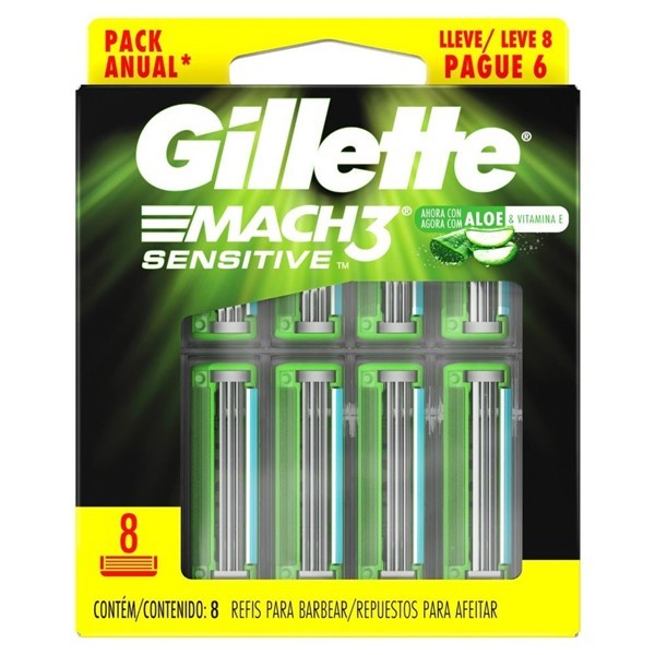 Gillette Cartuchos Para Afeitar 3 mach Sensitive (8 Unidades) alt