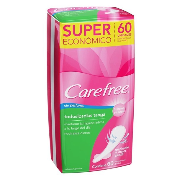 Protectores Diarios Carefree Tanga Sin Perfume x 60 un alt