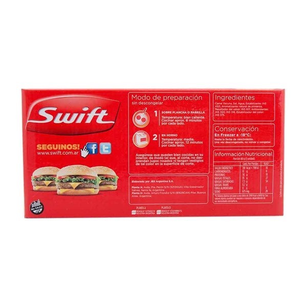 Hamburguesa Swift De Carne 12 U- 960 Gr alt