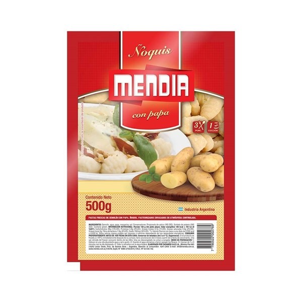 Ñoquis Mendia De Papa X 500 G