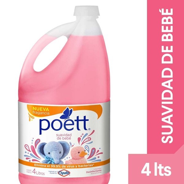 Limpiador Desinfectante De Pisos Poett Suavidad De Bebé 4 L