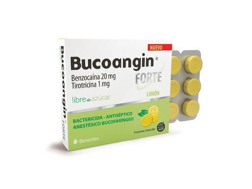 Biosintex Bucoangin Forte Libre Azucar Sabor Limon Caramelos X 9u
